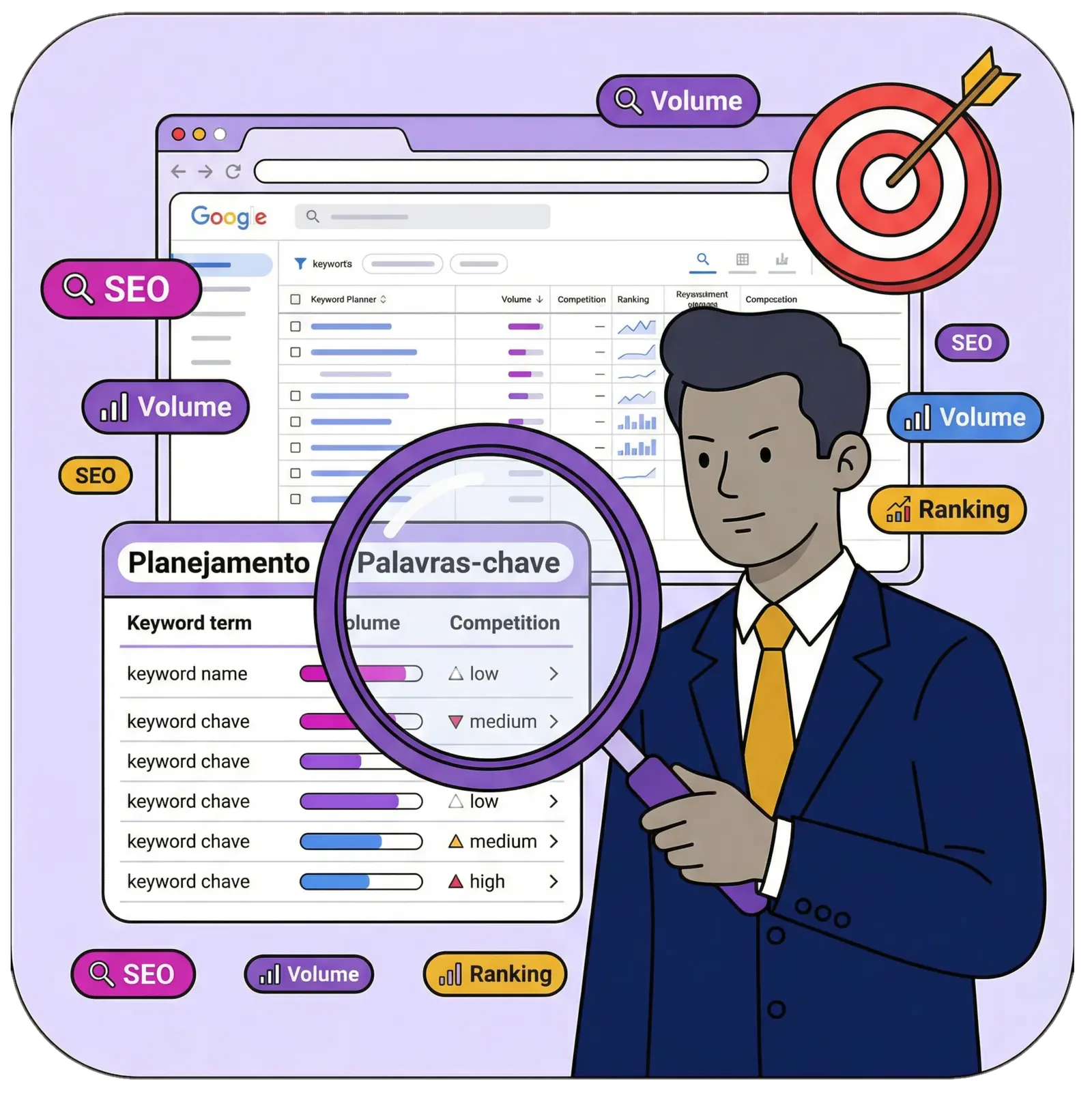 Planejamento de palavras-chave estratégicas para Google Ads