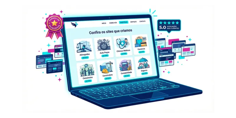 Portfólio de sites criados pela Agência Malvis em diversos segmentos