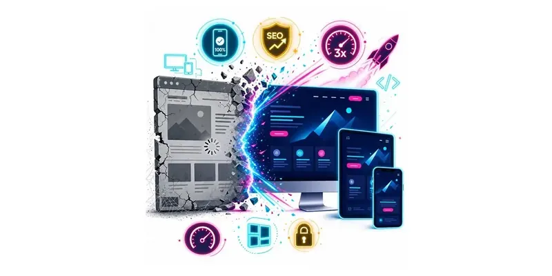 Reformulação de sites antigos para uma versão moderna que vende mais