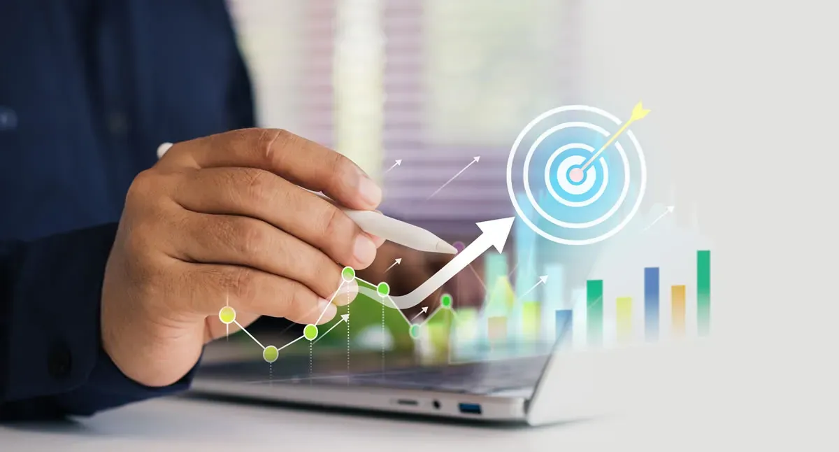 Gráfico de crescimento mostrando a evolução dos resultados de SEO ao longo do tempo