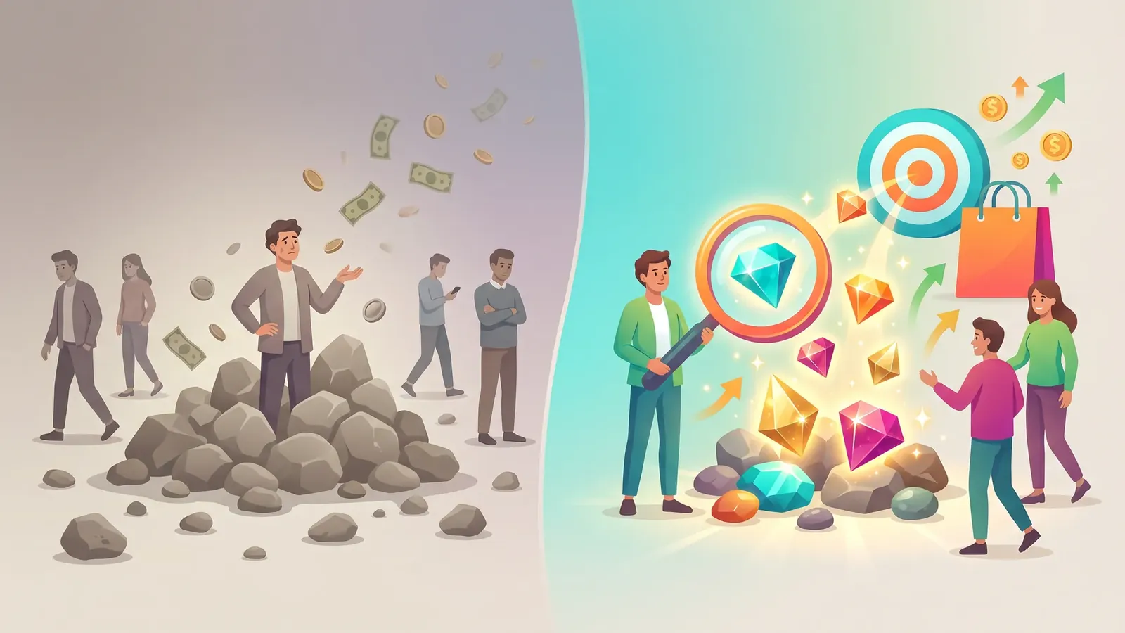 Escolher as palavras-chave certas versus errar na campanha do Google Ads