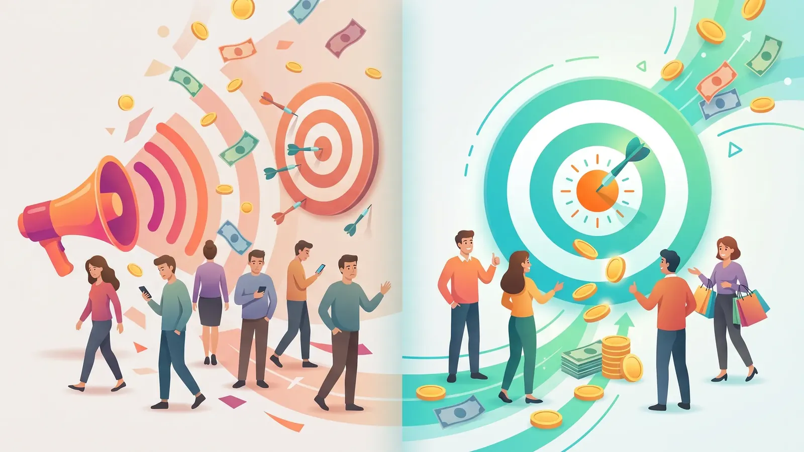 Mídia dispersa versus mídia certeira no Google Ads
