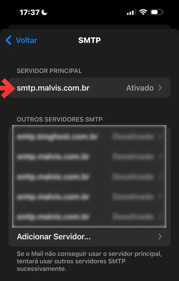 SMTP - Servidor principal smtp.seudominio.com.br