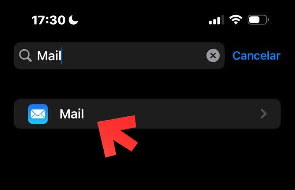 Ajustes - opção Mail
