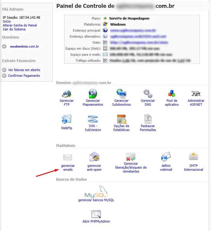 Lista de domínios disponíveis no painel da Malvis
