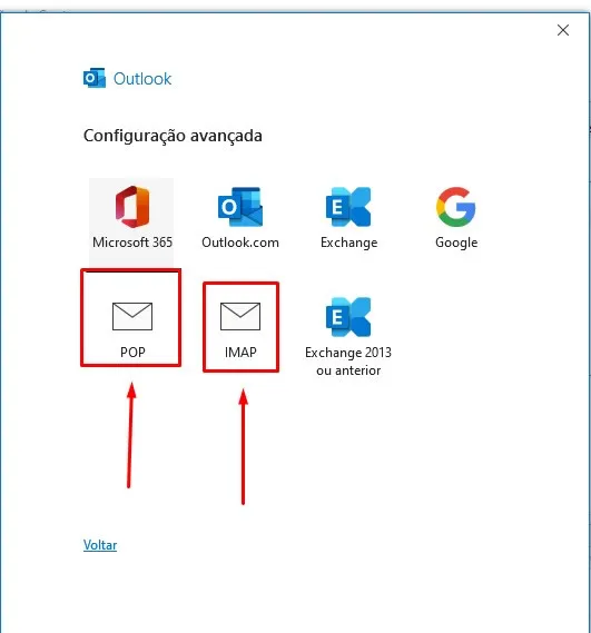 Outlook: escolha POP ou IMAP